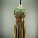 80s cut work dress 1980s sequin dress size medium khaki rayon Bohemian brown embroidered