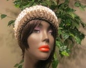 Slouchy Hat-Cream & Brown