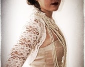 Long Sleeve Lace Bridal Shrug - Vintage Inspired Wedding Lace Bolero in Ivory