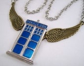 Winged Tardis Necklace, Dr Who Necklace