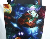 Reversible Tote Purse Bag Made From Planets Fabric - Solar System, Galaxy, Milky Way, Nebula Ready to Ship