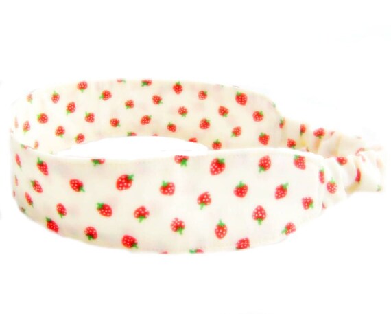Strawberry Shortcake - Fabric Headband Red Cream Green