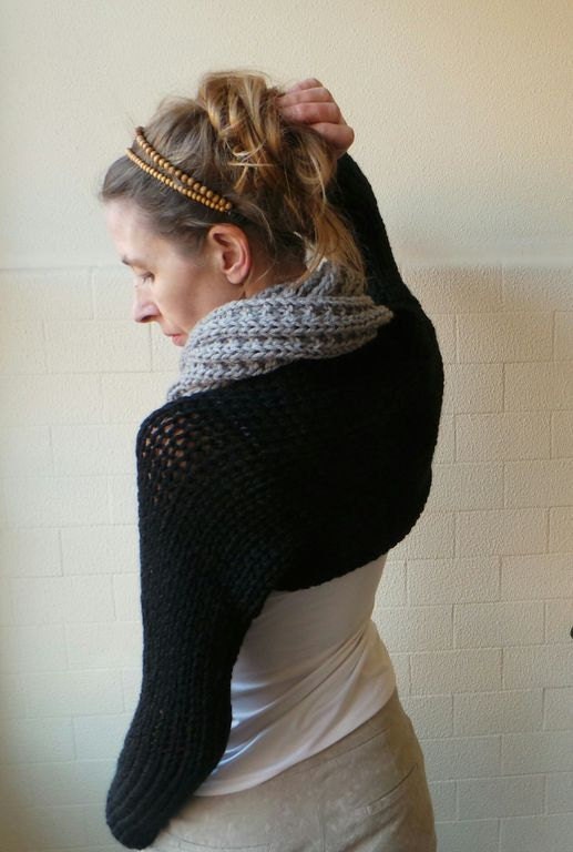 Black shrug / Black alpaca wool long sleeved winter shrug LTd Edition.