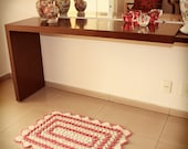 Rectangular Crochet Rug Cream and Guava