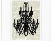 chandelier IV - printed on page from old dictionary