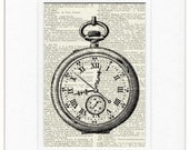Pocket Watch II -  vintage artwork printed on page from old dictionary