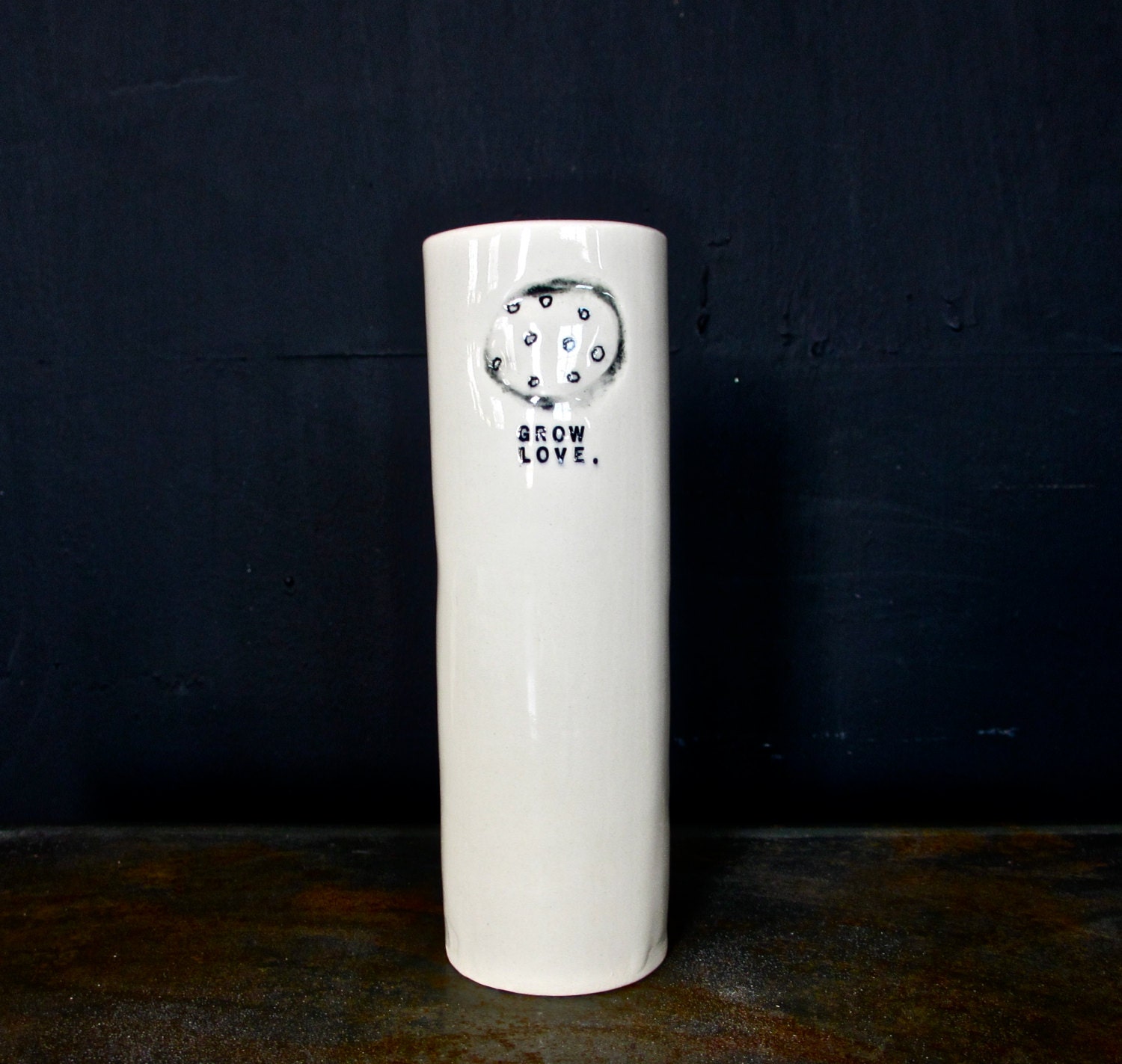 GROW LOVE porcelain vase.