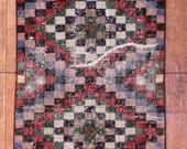 Vintage Deep Multicolor Diamond Turkish Carpet Area Runner