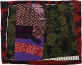 5.20.2013, quilted drawing, small art quilt, abstract, haiku, purple, rose, black red, dark olive, white, beige