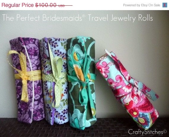 25% OFF Bridal Sale Jewelry Rolls Set of 5 for The Perfect Bridesmaids- Free Shipping