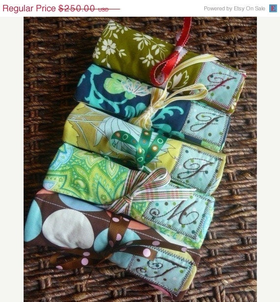 25% OFF Bridal Sale Custom for Jenny Bridesmaids Gifts Jewelry Rolls and Cosmetic Case Set of 5 w/monogram - Free Shipping