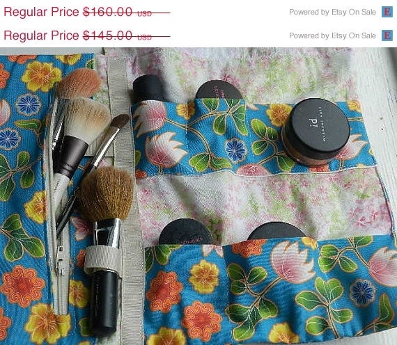 25% OFF Bridal Sale Custom with Monogram Set of 5 Bridesmaid Gift Mineral Make Up Bag Organizer Roll Up Style Travel Case Choose Your Own F