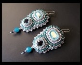 Arctic Lagoon - OOAK Bead Embroidered Earrings