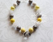 Grey and Yellow Chunky Necklace - Couture Photo Prop by Artistic Inclinations