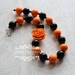 October - Orange and Black Chunky Necklace with Orange Rose - Couture Photo Prop