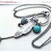 ON SALE Talisman Necklace, Feather, Silver, Aquamarine,Bezel Work, Modern, Gift, Eco Friendly, Oxidized, Metalwork, Hand Forged,Rustic