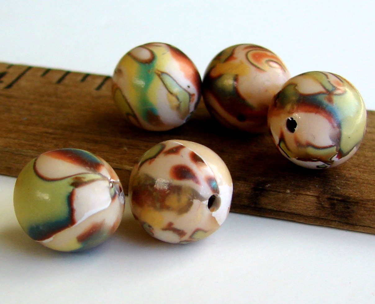 Handmade Polymer Clay Round Beads - Mediterranean
