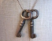 Double Sterling Silver Key Necklace