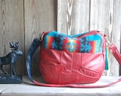 TUNDRA /// red leather bag with pendleton navajo southwestern fabric