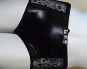 Black Vinyl Lace High Waist Panties L