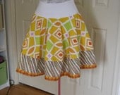 Full cut Circle skirt with border detail - yellow, orange, pink and chartreuse - Xsmall, small, medium, large, Xlarge