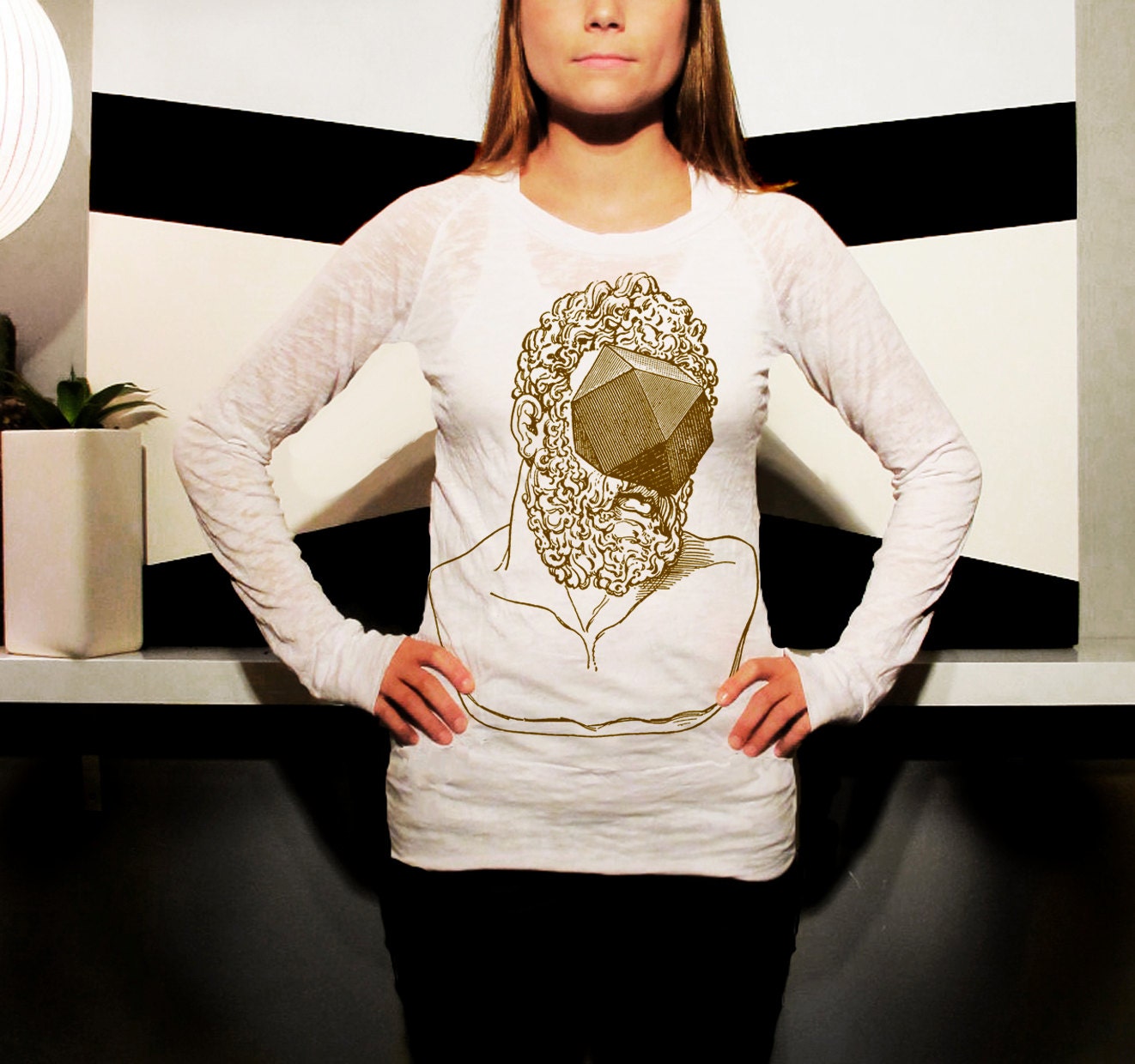 Wmns Burn Out L/S Raglan feat. Petra print