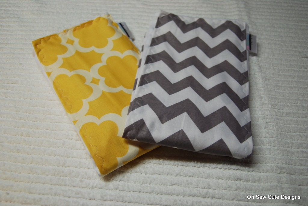 Cute Grey Chevron and Yellow Taza Boutique Style Burp Cloth Set