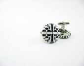 Minimal Black and White Cufflinks - 1 inch buttons