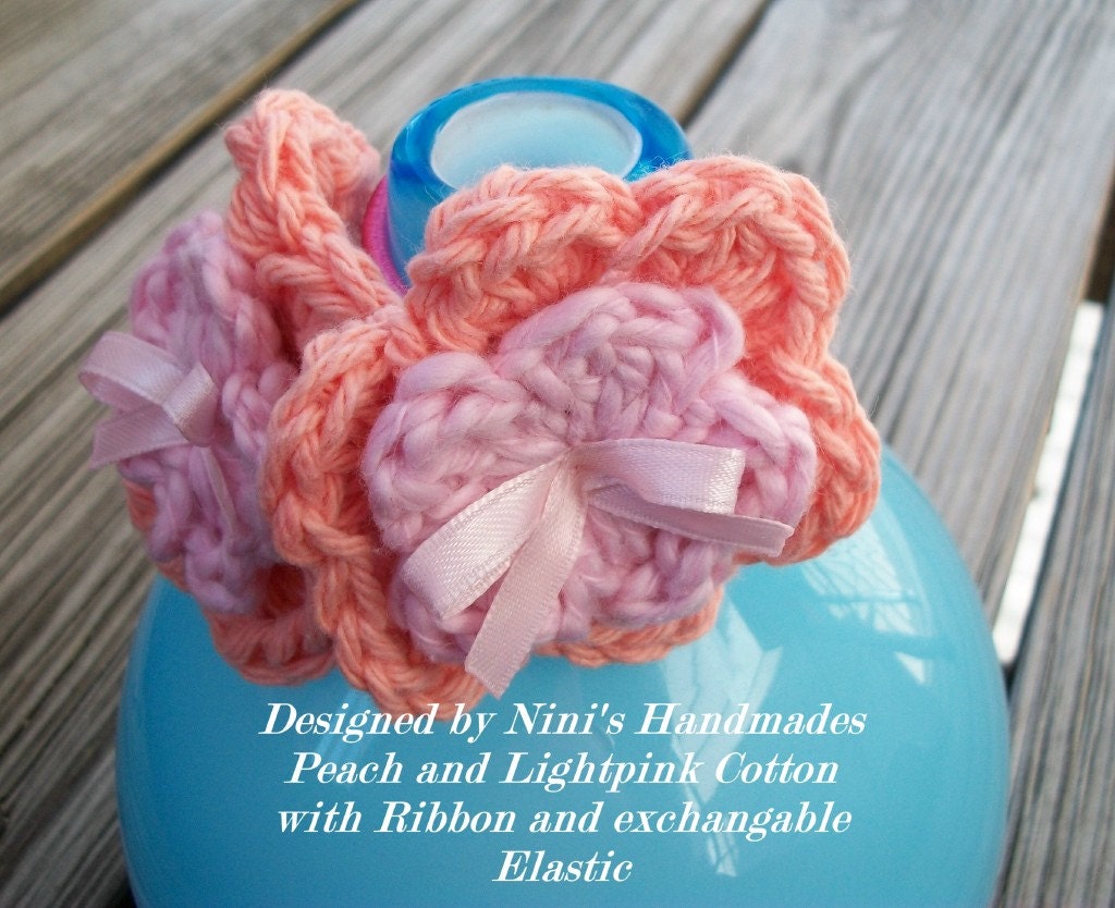 COTTON PEACH and Baby Pink  Ponytail Holder, with exchangable Ouchless Elastics, hair pin, headband, toddler hair accessories, hair piece