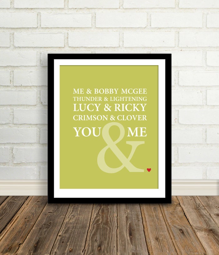 Personalized  Gift : You & Me Custom Art Print - 8x10 / Things That Go Together - Inside story - Inside Jokes