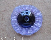 Lampwork Beads - SueBeads - Disc Shaped Beads - Ruffle Disc Beads - Ink Blue, Crocus and Blue Ruffle Disc - SRA M67