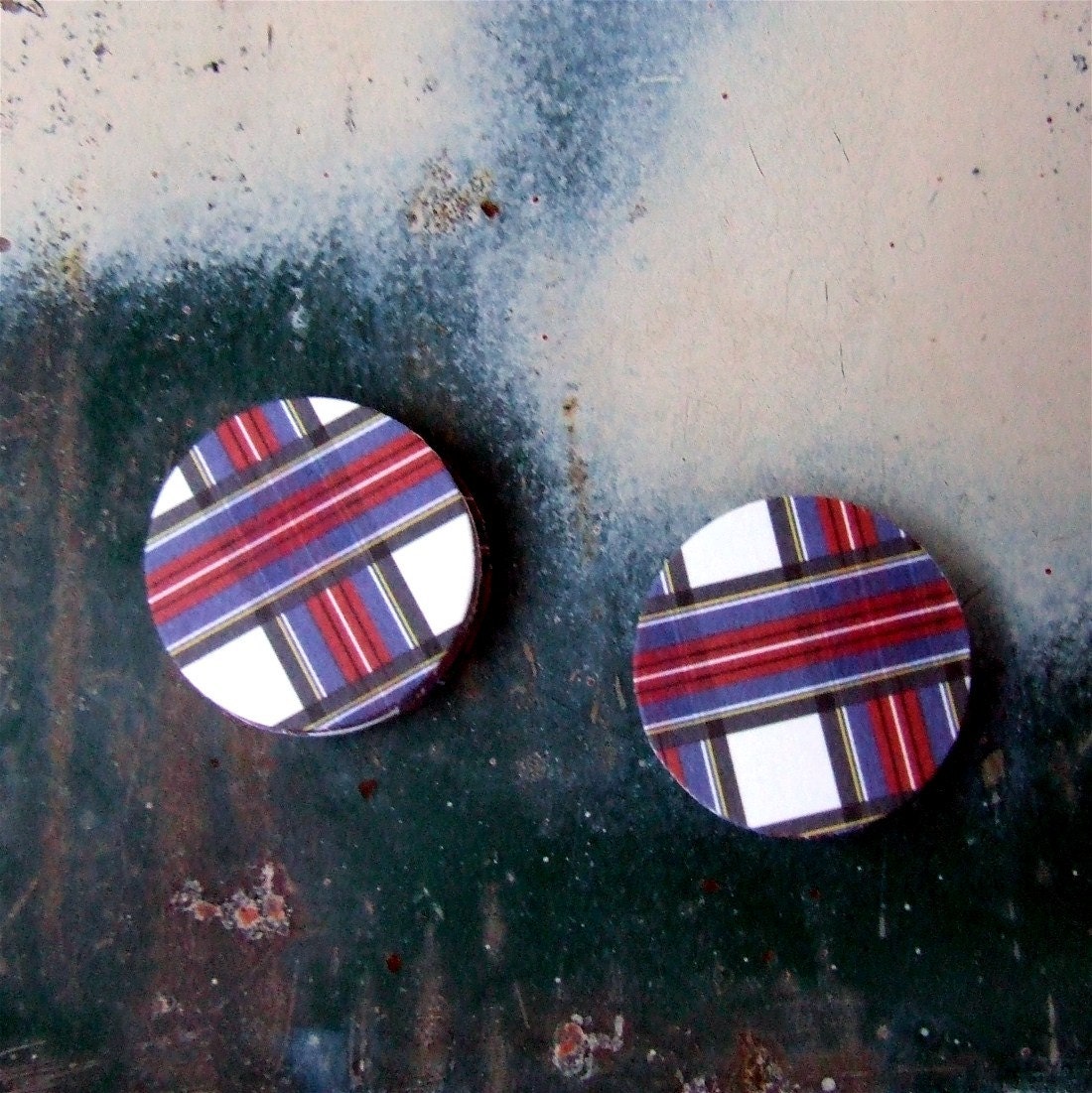 Tartan Plaid Stickers // 25 navy, red and black sticker seals // letter writing, gift wrap, packaging