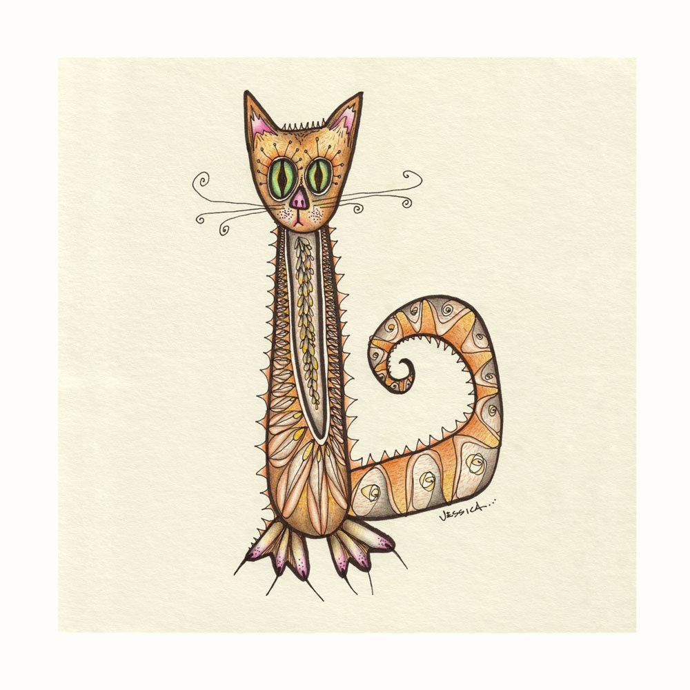 Little Orange the Cat - 12 x 12 inch limited edition print - Orange Tabby Cat Art