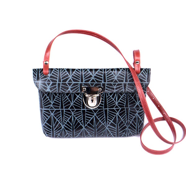 Screen printed leather bag