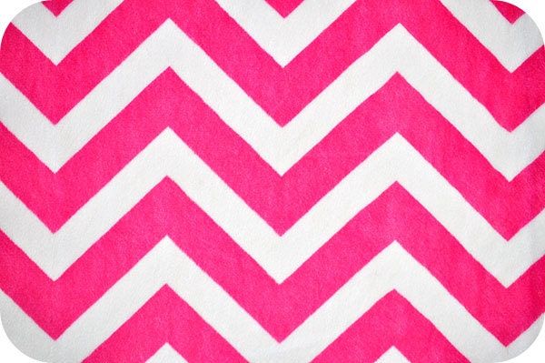 Chevron Cuddle Minky Fuchsia Snow Plush Shannon Fabrics, 1 Fat Half Yard, 36 in x 30 in