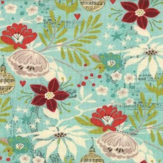 Moda Aspen Frost  Iced  Aqua Holiday Floral  by BasicGrey Fabrics by the Yard