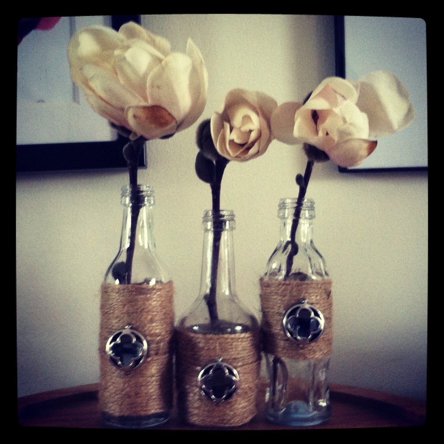 Twine Wrapped Mini Vase Trio