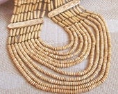 RESERVED--Vintage Tribal Ethnic Ten-Strand Bone Bib Necklace, Boho Bohemian Chic, Statement Jewelry