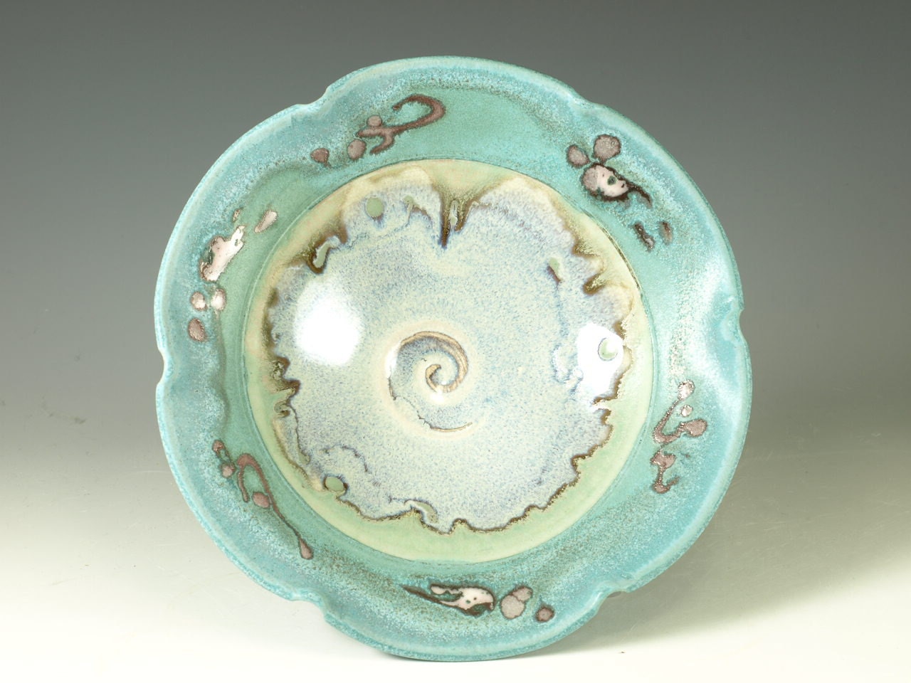 Small Ceramic Bowl- fluted in turquoise handmade stoneware pottery dish