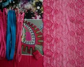 Fabric and notions Multicolour Deco Border & Pink  for 1 BRA and BRIEF by Merckwaerdigh