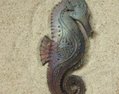 Seahorse decor..ornament...multi hued Raku ceramic