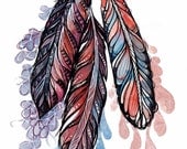 Love Feathers- Art Print-Watercolor-Illustration- Archival- 8x10