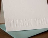 Letterpress Thank You Cards : Impression (No Ink) Modern Block Thank You Notes - box of 25 small folded cards w envelope color choice