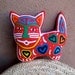 Hand Stitched Happy Hearts Mola Cat - Stellar Kuna Indian Reverse Applique