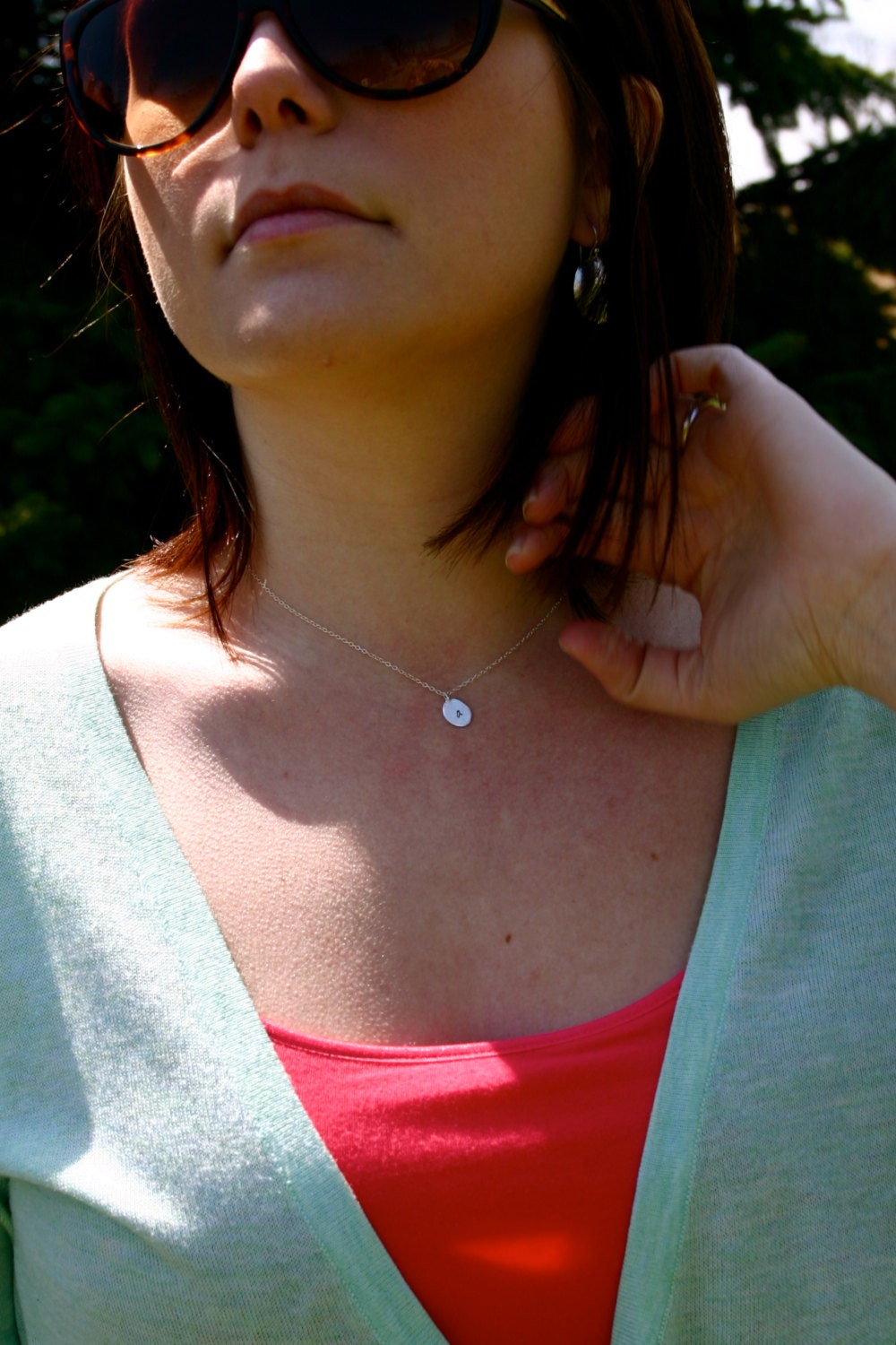 Hand stamped initial necklace Sterling silver personalized necklace - personalized gift