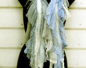 Nuno Felt Scarf - Seaweed - White and Blue
