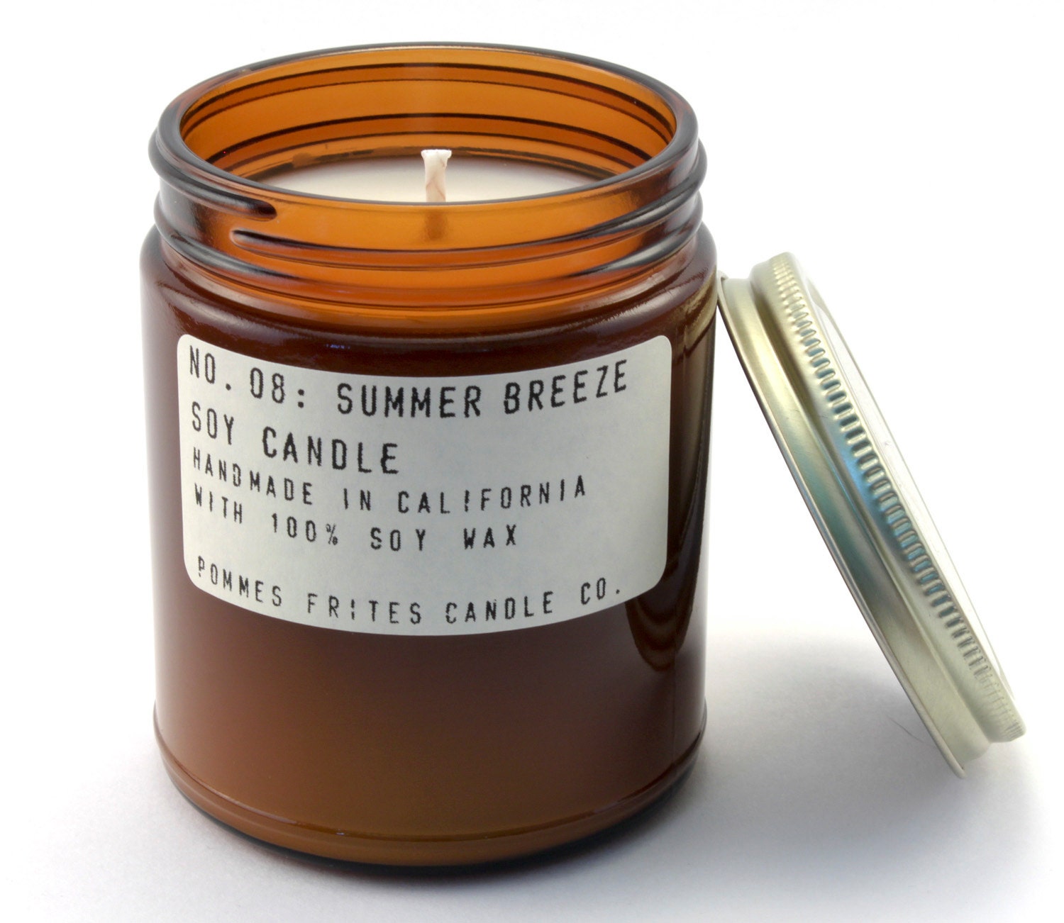 no. 8: summer breeze - 8 oz soy wax candle - apothecary style jar - hand poured container candle burns for 40 hours