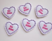 Be Mine White Felt Embroidered Valentine Heart