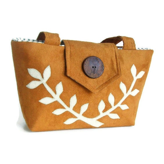 Wayfarer Purse - Handmade Applique - Faux Suede - VEGAN