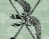 Digital Download Cupid's Arrow, digi stamp, digis, Antique Illustration Valentine's Day floral arrow with romantic bow